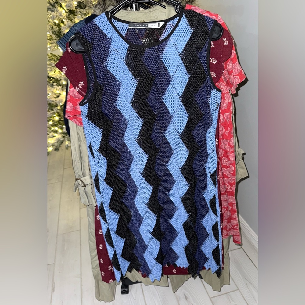 Sportmax Chevron Knit Top in Blue and Black